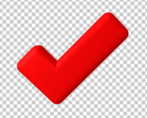 Richtig ja genehmigt rotes Symbol 3D-Rendering