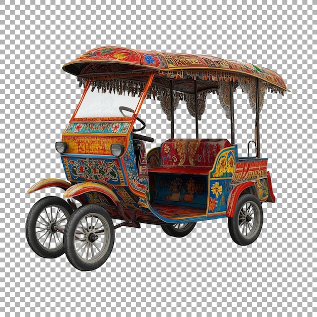 Rickshaw tradicional indio de PNG en un fondo transparente generado por Ai