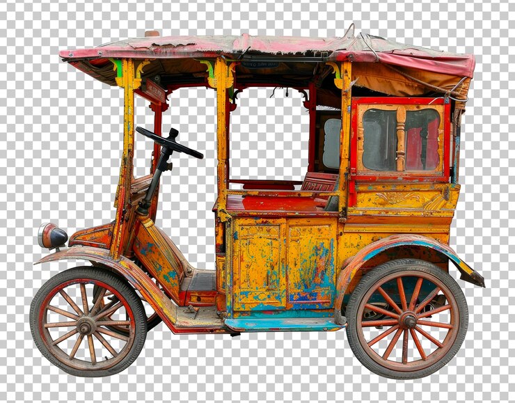 PSD rickshaw vintage desgastado por el tiempo