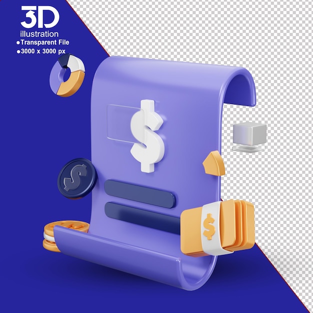 Rico negocio amp finanzas 3d icono factura