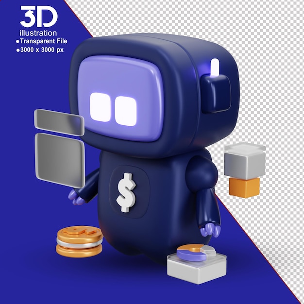Rico negocio amp finanzas 3d icono financiero bot