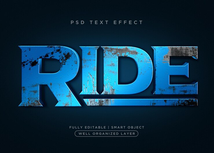 PSD ride 3d style text effect
