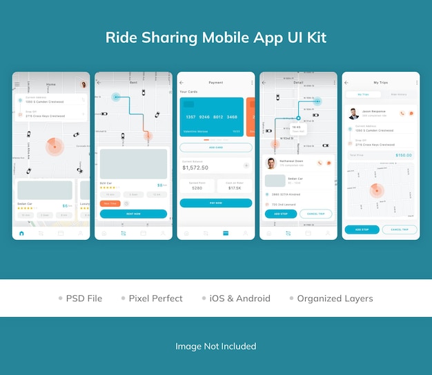 Ride sharing mobile app ui-kit