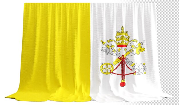 PSD rideau de drapeau de la cité du vatican en rendu 3d appelé drapeau de la cité du vatican