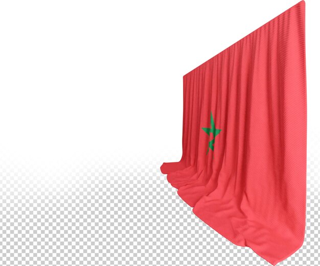 PSD rideau de drapeau du maroc en rendu 3d appelé drapeau du maroc