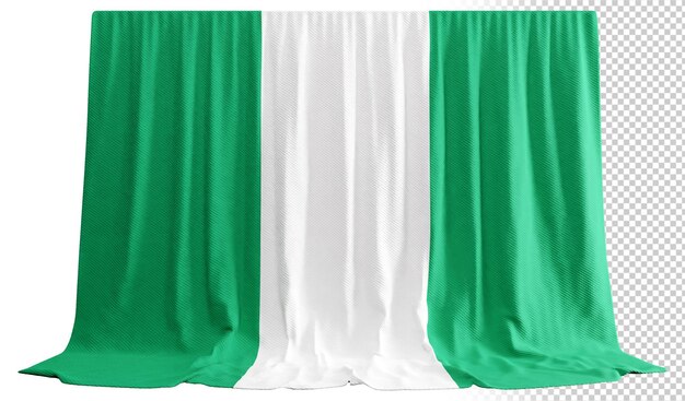 PSD rideau de drapeau du nigeria en rendu 3d appelé drapeau du nigeria