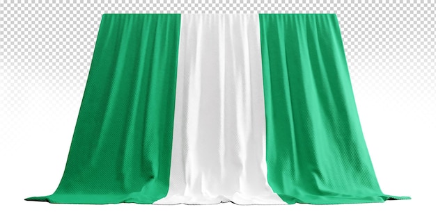 PSD rideau de drapeau du nigeria en rendu 3d appelé drapeau du nigeria