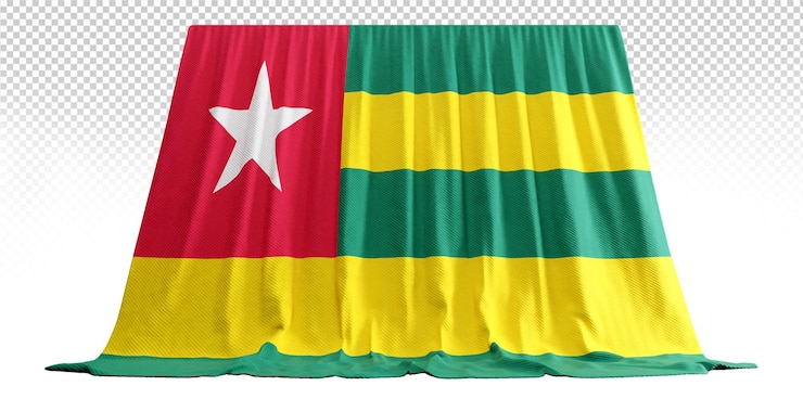 PSD rideau de drapeau du togo en rendu 3d appelé drapeau du togo