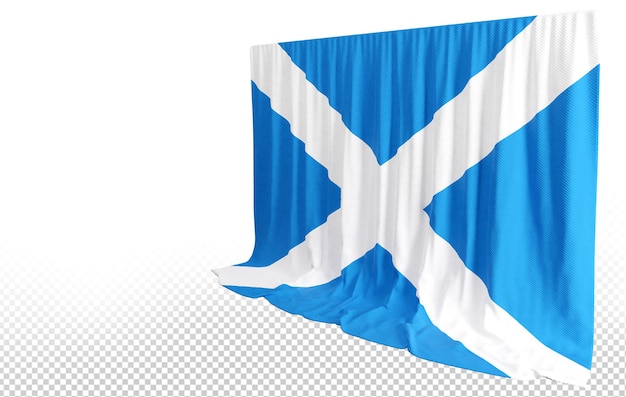 PSD rideau de drapeau écossais en rendu 3d appelé drapeau de l'écosse