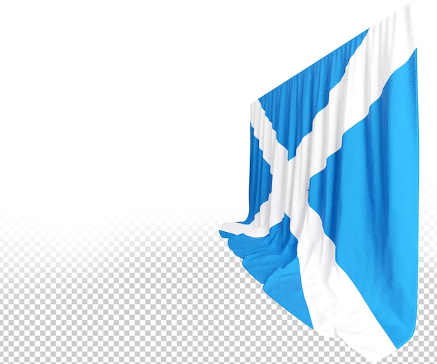 PSD rideau de drapeau écossais en rendu 3d appelé drapeau de l'écosse