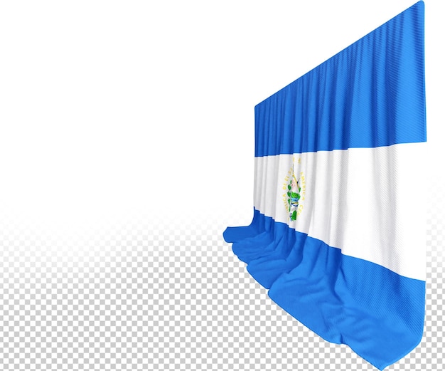 PSD rideau de drapeau salvadorien en rendu 3d l'âme vibrante du salvador