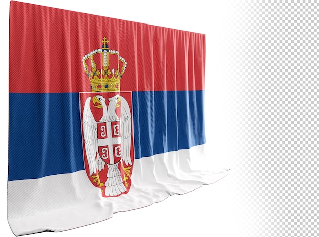 PSD rideau de drapeau de serbie en rendu 3d appelé drapeau de serbie