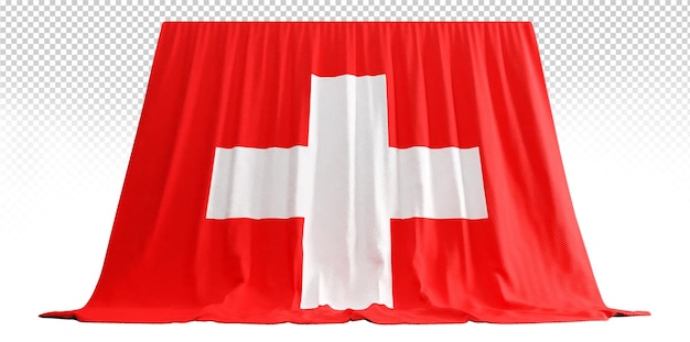 PSD rideau de drapeau suisse en rendu 3d appelé drapeau de la suisse