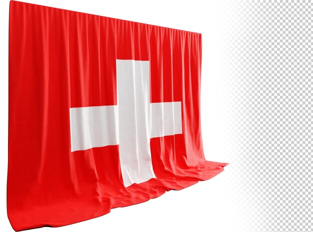 PSD rideau de drapeau suisse en rendu 3d appelé drapeau de la suisse