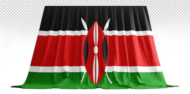 PSD rideau de drapeau swahili en rendu 3d embrassant la beauté naturelle du kenya