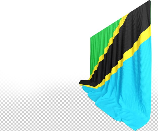PSD rideau de drapeau de la tanzanie en rendu 3d appelé drapeau de la tanzanie