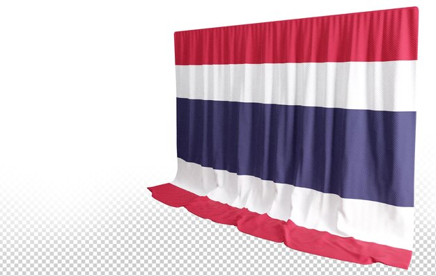 PSD rideau de drapeau de la thaïlande en rendu 3d appelé drapeau de la thaïlande