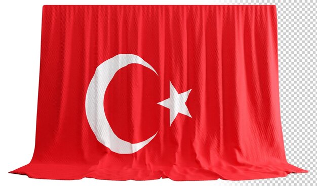 PSD rideau de drapeau de turquie en rendu 3d appelé drapeau de turquie