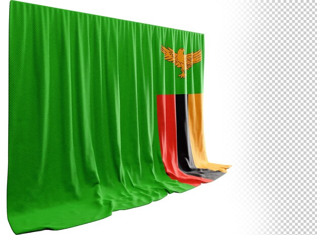 PSD rideau de drapeau de la zambie en rendu 3d appelé drapeau de la zambie