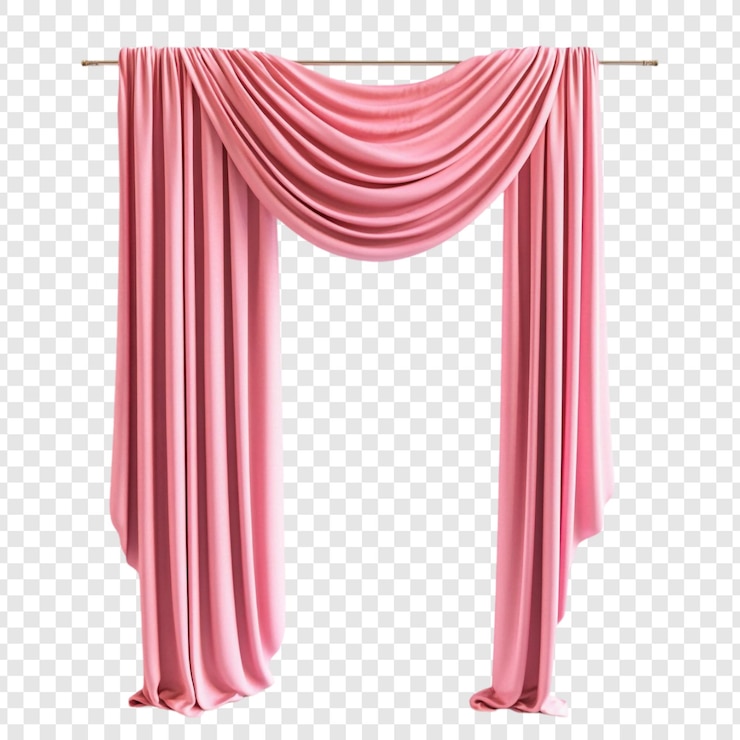 PSD des rideaux roses élégants drapés magnifiquement sur une tige d'or un traitement de fenêtre parfait pour une décoration de maison sophistiquée