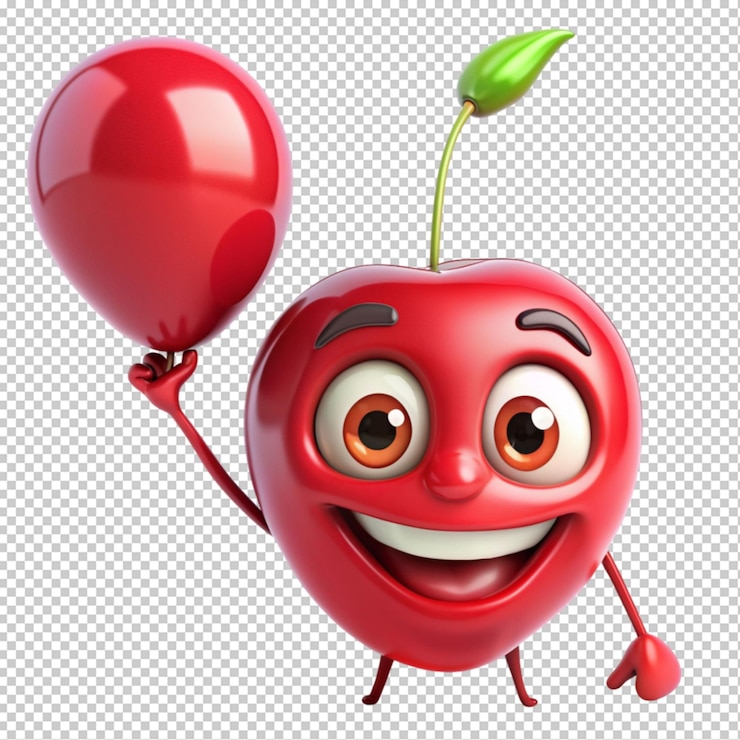 PSD ridente ciliegina ciliegina con un sorriso malvagio su uno sfondo trasparente