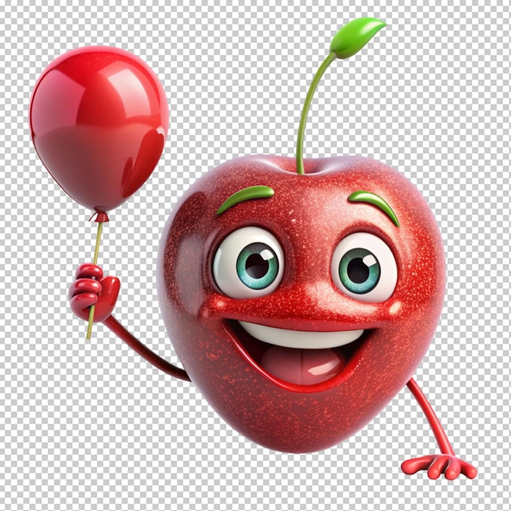 PSD ridente ciliegina ciliegina con un sorriso malvagio su uno sfondo trasparente