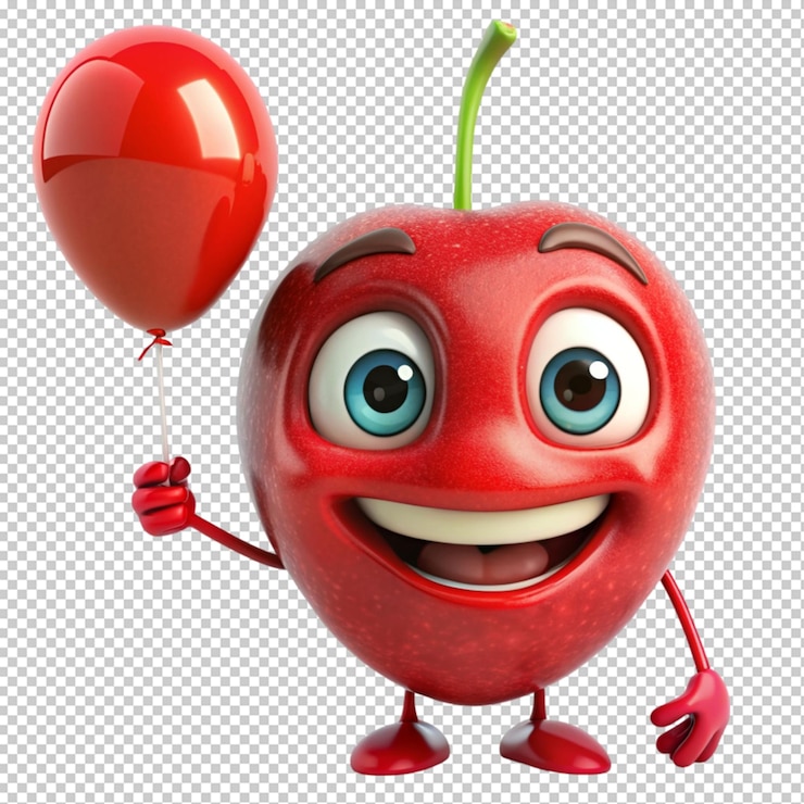 PSD ridente ciliegina ciliegina con un sorriso malvagio su uno sfondo trasparente