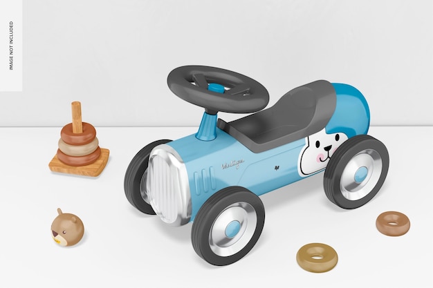 PSD rideon vintage toy mockup perspectiva 02