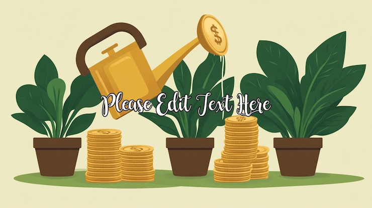 PSD riego de plantas de dinero que crecen de monedas