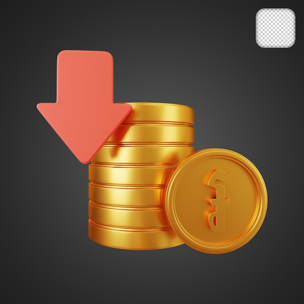 Riel abajo precio 3d ilustración
