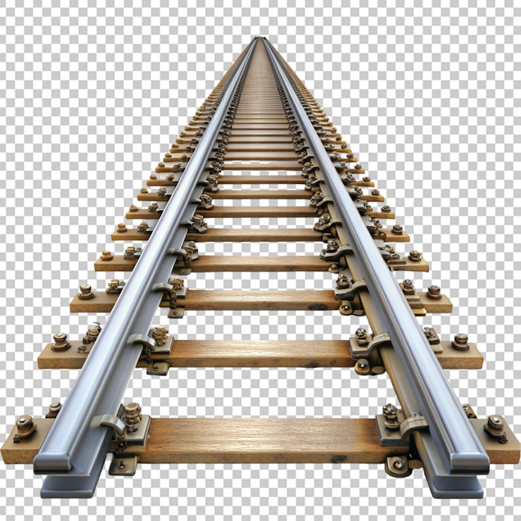 PSD rieles de ferrocarril aislado sobre fondo blanco.