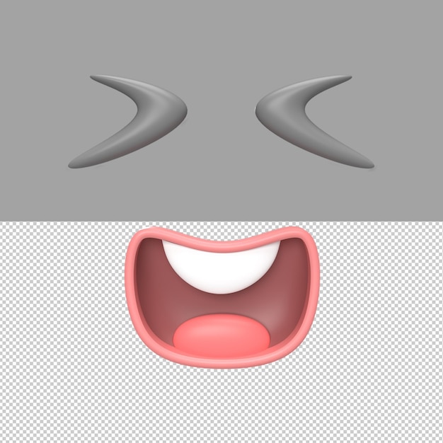 PSD riendo cara y boca 3d ilustración renderizar objeto