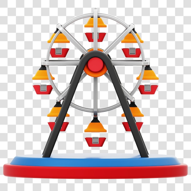 Riesenrad 3D-Rendering-Symbol Isolierter durchsichtiger Hintergrund