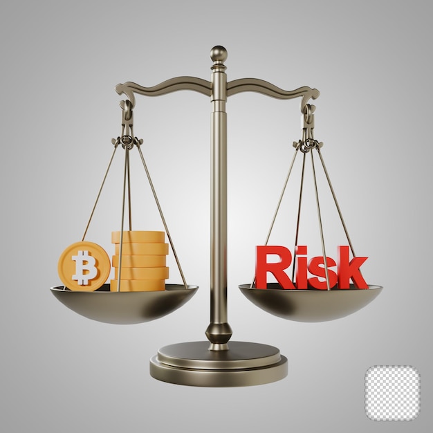 Riesgo frente al saldo de Bitcoin en la escala Ilustración 3d