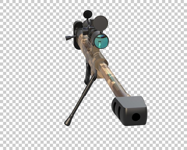PSD riffle con alcance aislado en el fondo ilustración de renderización 3d