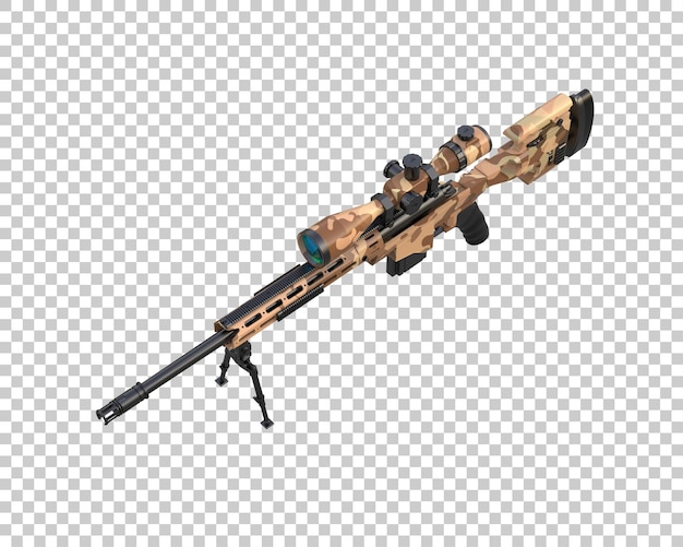 Riffle con alcance aislado en el fondo ilustración de renderización 3D