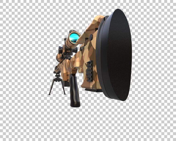 PSD riffle con alcance aislado en el fondo ilustración de renderización 3d
