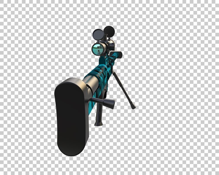 PSD riffle com escopo isolado no fundo ilustração de renderização 3d