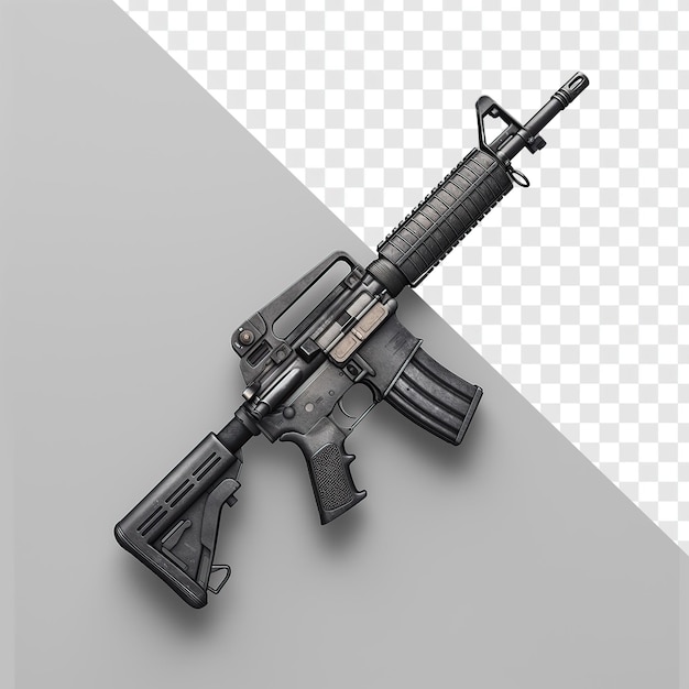 PSD rifle de asalto m4 hiperrealista estilización de tiro completo fondo gris