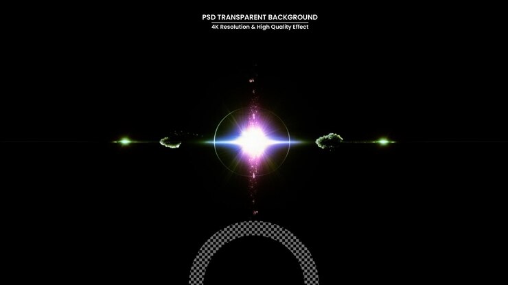 PSD riflesso dell'obiettivo digitale nella cornice orizzontale bacground nera