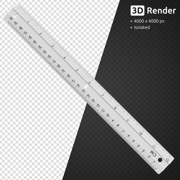 Righello bianco in plastica isolato