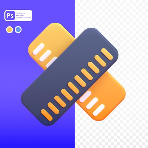 Righello nel rendering 3d per la presentazione web di risorse grafiche o altro