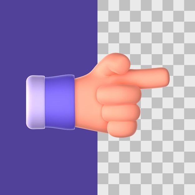 right direction finger hand gesture in 3d render for graphic asset web presentation or other