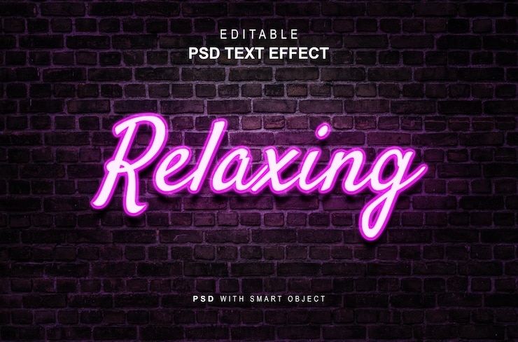 PSD rilassante effetto testo al neon