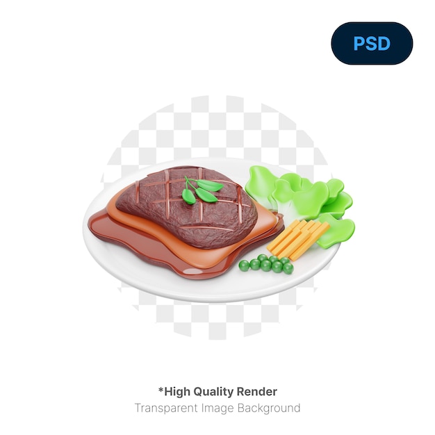 PSD rindersteak 3d icon premium psd