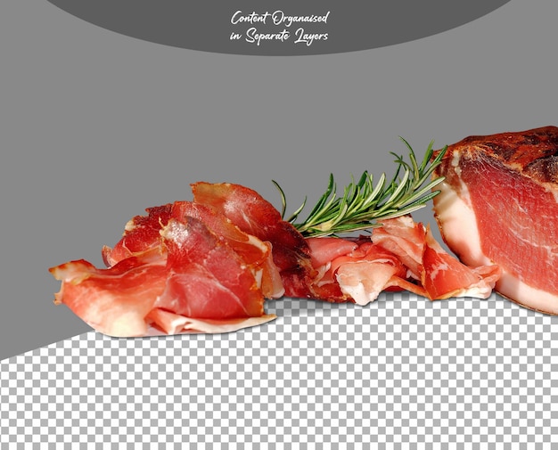 Rindfleisch geschnitten und in Scheiben geschnitten isoliert auf transparentem Hintergrund
