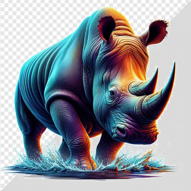 PSD rinoceronte aislado en fondo transparente vida silvestre png cinco grandes animales de safari africanos