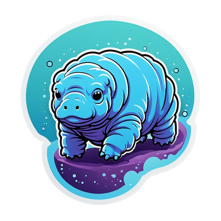 PSD un rinoceronte azul en una superficie púrpura con un fondo azul