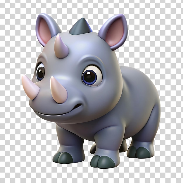 PSD rinoceronte bonito em 3d isolado em fundo transparente