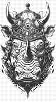 PSD rinoceronte com um capacete e armadura com expressão dura por animais sketch art vector collections